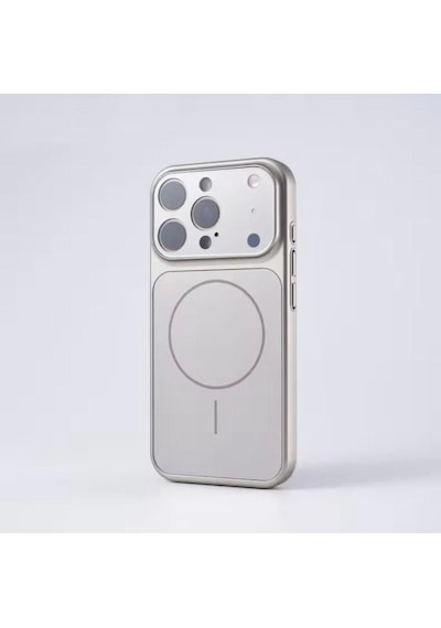 Apple Uyumlu iPhone 14 Pro Max Magsafe Kılıf 17 Pro Max Kamera Görünümlü Lens Korumalı Kapak Gri