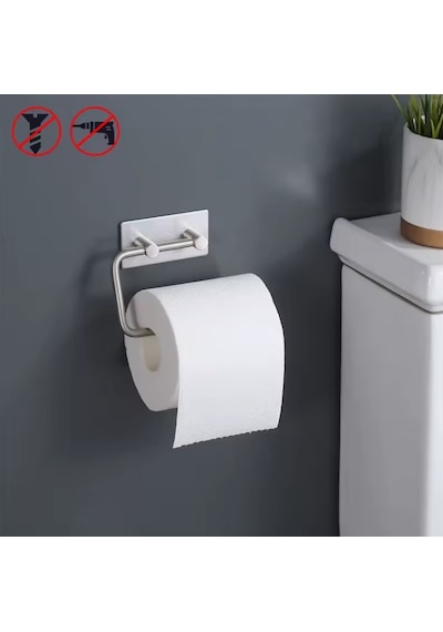 Tuvalet Kağıtlığı Yapışkanlı Çift Çubuklu Paslanmaz Çelik Krom Rengi Krom