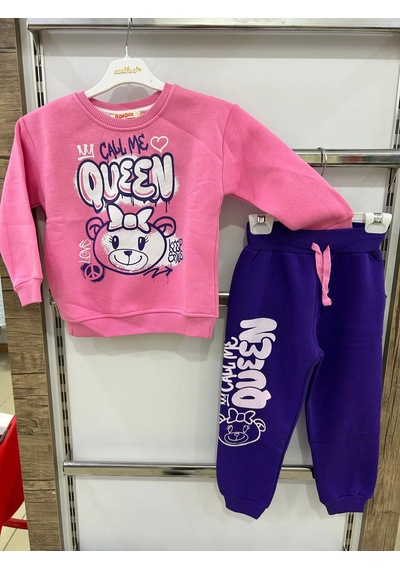 Deno Kids Kız Cocuk Esofman Takım Mor - Pembe