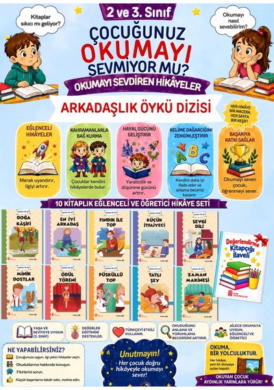 3. Sınıflar Öğrencileri İçin Okuma Kitabı Hikaye Seti Okuma Anlama Geliştirme 10'lu