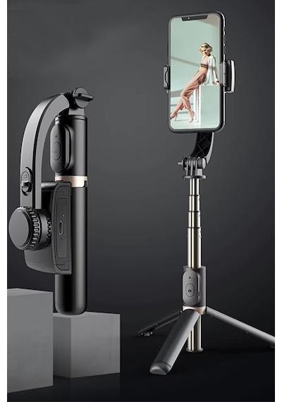 Bluetooth Kumandalı Gimbal Tripod Selfie Çubuğu / 86cm / 360 Dö