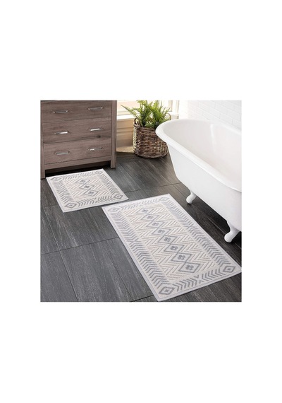 2 Li Bukle Banyo Takımı Banyo Tekstili/modern/doğal/sade/şık Kaymaz Taban -1066 Gri