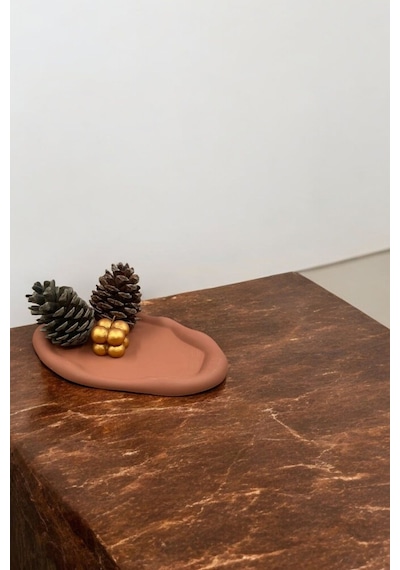 Beyaz Sunumluk Takı Tabağı Dekoratif Tepsi Obje Ev Dekorasyon Model 18 - Terracotta