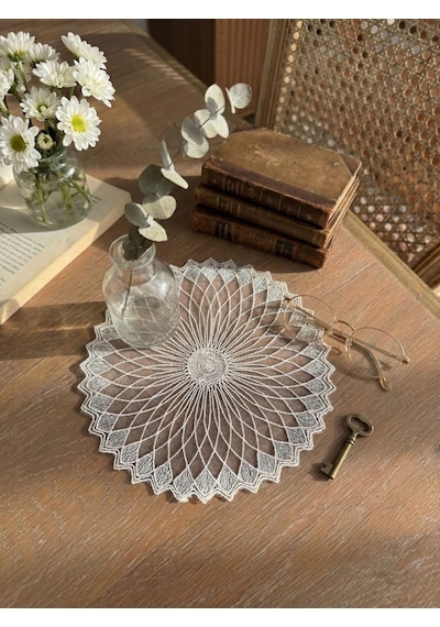 6 Adet Sunumluk Peçete,kokteyl Peçete,kahve Yanı Sunum Peçetesi,sunumluk,bardak Altlığı 16 Cm Gümüş Gri- Krem