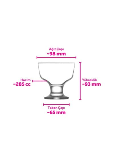 Lav Destina Cam Dondurma & Tatlı Kasesi 2'li Küçük Boy 285 ml (Reçellik )