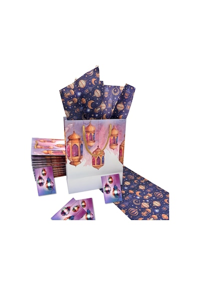 Ramazan Fener Temalı Hediye Ve Tebrik Kartı, 10 Adet, Ambalaj Ve Paketleme Etiketi, 6x8 Cm