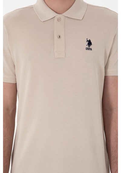 U.S. Polo Assn. Erkek Slim Fit Polo Yaka Taş Basic Tişört 50298041-VR049