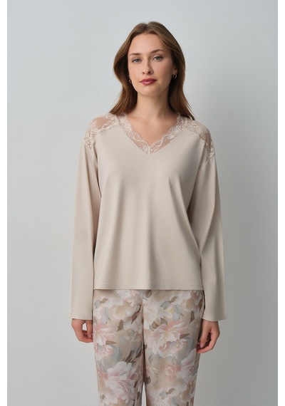 Suwen Monica Pijama Takımı Wsh105100971559 Bej