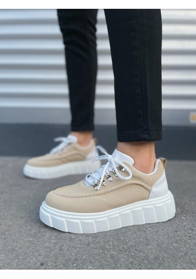 Jy010 Cloud Bağcıklı Süet Erkek Günlük Sneaker Ayakkabı Sbt - Krem/beyaz Krem