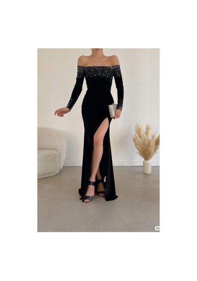 Genel Markalar Kadın Trend Model Esnek Kadife Kumaş Yırtmaçlı Uzun Kollu Abiye Elbise Siyah - 925397786 Siyah Genel Markalar Kadın Trend Model Esnek Kadife Kumaş Yırtmaçlı Uzun Kollu Abiye Elbise Siyah - 925397786 Siyah