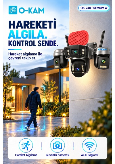 O-kam Ok-240 Premium W Wi-fi Sirenli Güvenlik Kamerası