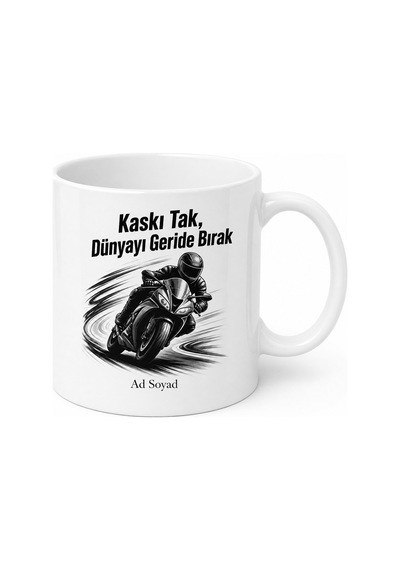 Motosiklet Tutkunlarına Kaskı Tak Dünyayı Geride Bırak Rüzgar Kupa Bardak Hediye Beyaz / Çok Renkli