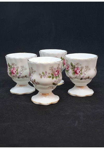 Lavender Rose Bone China Antika Yumurtalık 7.5x5 Cm 4 Adet Beyaz