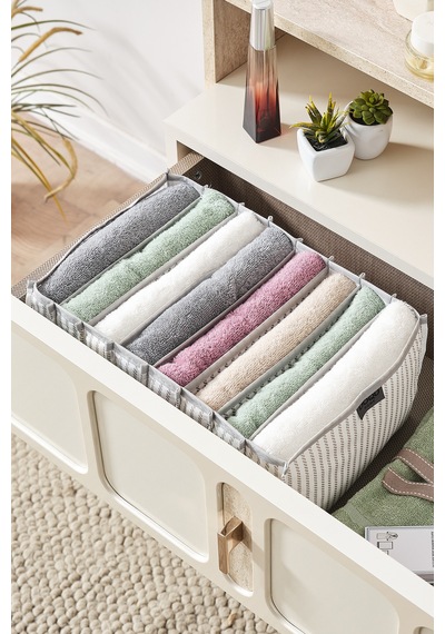 8 Gözlü Çekmece İçi Organizer Large Polyester Gri Tr Diğer