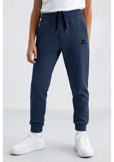 Tommylife İndigo Standart Fit Manşetli İnce Erkek Çocuk Eşofman Alt - 11062 Indigo