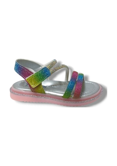 Arzen Bebe 231-25 Anatomik Simli Taşlı Cırtlı Kız Çocuk Sandalet 26-30 Renkli