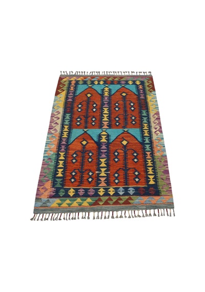 Zehra Abla Halı Yeni El Dokuma Kemaliye Horasan Türkmenleri Çatal Kapılı Yün Kilim 6994 Çok Renkli