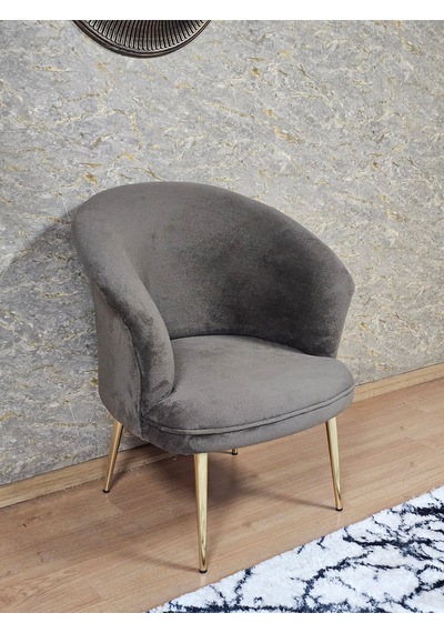 Zafir Tekli Teddy Gold Kaplama Sivriltme Ayak Çay Seti Koltuk Tekli Berjer , Balkon, Salon, Ofis Kahverengi