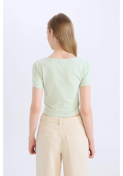 DeFacto Fitted U Yaka Basic Düz Kısa Kollu Tişört C6102AX25SMGN1139