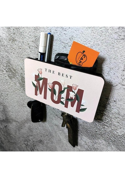 The Best Mom Anne Çiçek Resimli Bölmeli Anahtarlık Askılık Duvar Dekoru Diğer