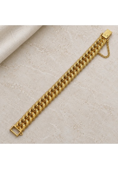 Aurelia İmza 14k Altın Rengi İşlemeli Gurmet Zincir Kadın Bileklik - 19- 23 Cm Renkli