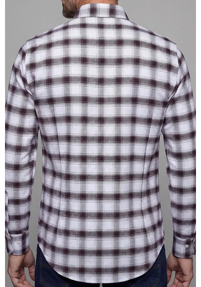 Bisse Modern Fit İtalyan Yaka Tek Cep Düğmeli Ekose Kışlık Pamuk Bordo Erkek Gömlek Gmeks0122300215 D25 Bisse Modern Fit İtalyan Yaka Tek Cep Düğmeli Ekose Kışlık Pamuk Bordo Erkek Gömlek Gmeks0122300215 D25