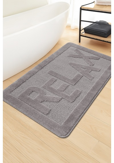 Doğal Kaymaz Taban Banyo Paspas Uzun Ömürlü Yumuşak Dokulu Su Emici Yıkanabilir Relax 60x100 Gri