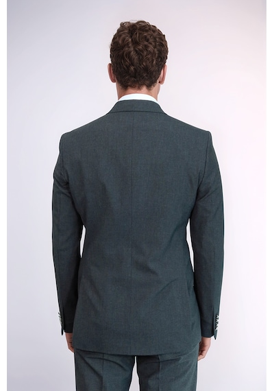 Gümüş Renk Metal Düğmeli Slim Fit Kruvaze Koyu Gri Erkek Takım Elbise Wessi Füme
