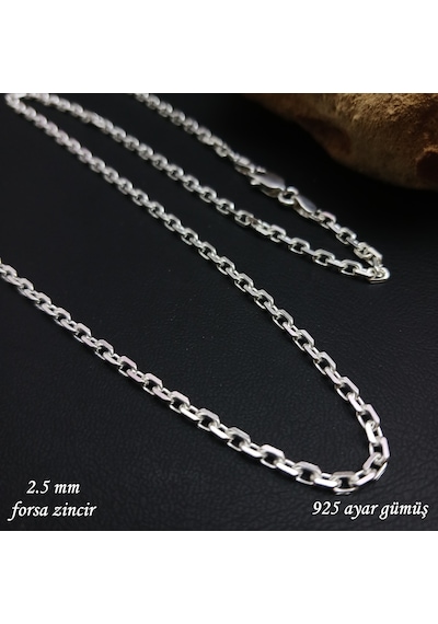 925 Ayar Gümüş Forsa Model Zincir Kolye 2.5 Mm