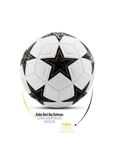 3lü Set Futbol Topu Tekmelik Şampiyonlar Ligi Pompalı Sert Zemin Halı Saha Futbol Topu New Black No5 Açık Kahverengi