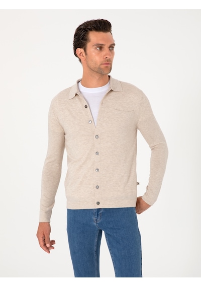 Cacharel Bej Regular Fit Yün Karışımlı Triko Hırka