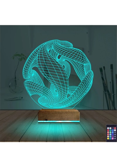 Luvivia Geometrik Dekoratif 3d Lamba - Masa Gece Lambası V4 Şeffaf
