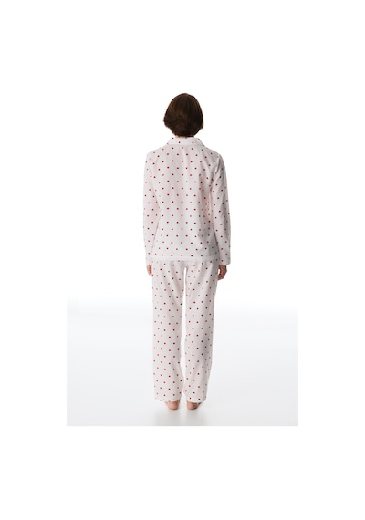 Penti Kırık Beyaz Red Hearts Gömlek Pantolon Pijama Takımı