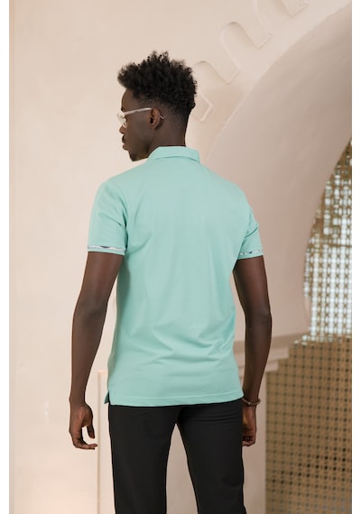Paul Martin Regular Fit Yaka Garnili Pamuklu Polo Yaka T-shirt Mint