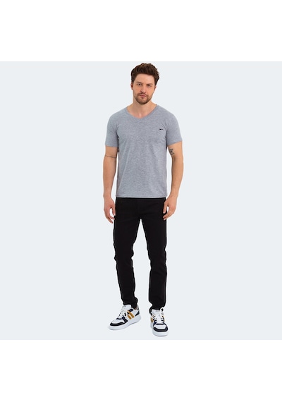 Slazenger SARGON KTN Erkek V Yaka Gri Tişört