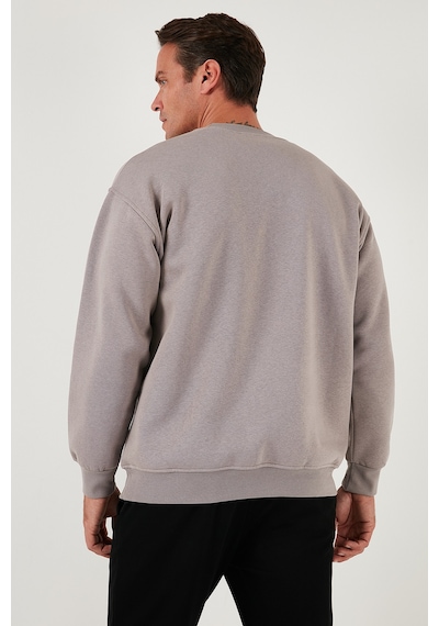 Buratti  Regular Fit Bisiklet Yaka Pamuklu Içi Tüylü Yumuşak Şardonlu Erkek Sweat 5905255 Kül