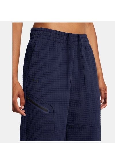 Under Armour Kadın Ua Unstoppable Fleece Grid Crop Eşofman Altı 1386492-410 Midnight Navy Black Lacivert - Siyah
