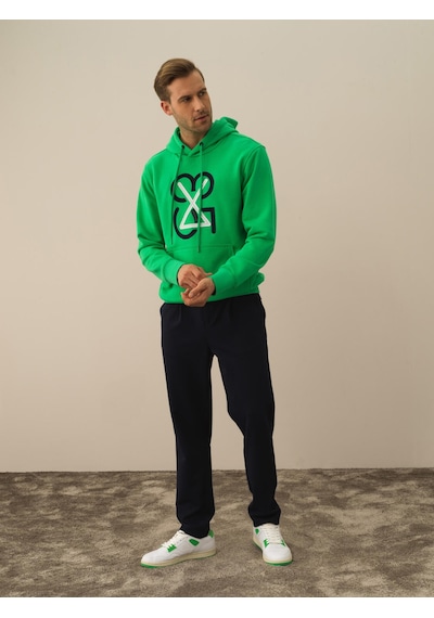 Xint Yeşil Regular Fit Kapüşonlu Pamuklu Sweatshirt 300305