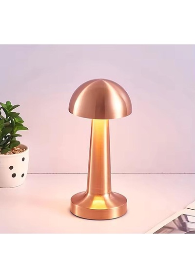 Mantar Dokunmatik Şarjlı Masa Lambası Rose Renk 23 Cm Bronz