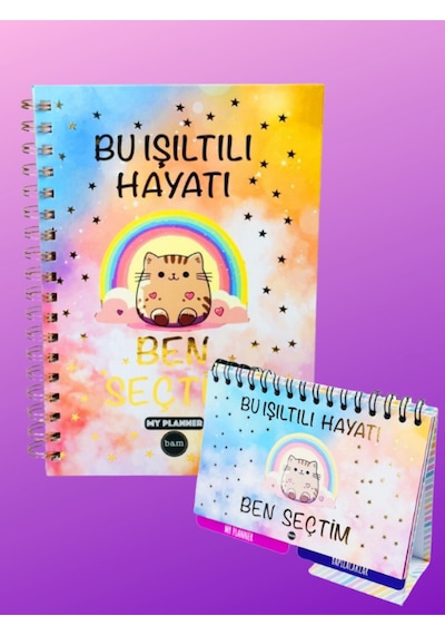 Bu Işıltılı Hayatı Ben Seçtim Tasarımlı Kırtasiye Seti Masaüstü Planlayıcı Ve Konuşan Ajanda
