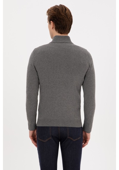 U.s. Polo Assn. Erkek Gri Melanj Hırka Triko 50313688-vr086 Grı Melanj