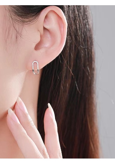Brezza Lusso Jewelry Timeless Series Sonsuz Bağ Oval Kadın Gümüş Küpe Gümüş