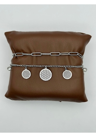 Arnes Jewelry Çelik Silver Zirkon Taşlı Bileklik Ar90 Silver