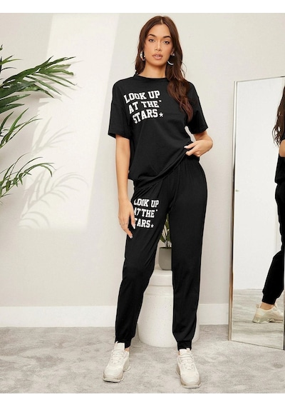 Clayes The Stars Ribana 2li T-shirt Eşofman Altı Jogger- Siyah Alt Üst Eşofman Takım Oversize Bisiklet Yak Siyah Clayes The Stars Ribana 2li T-shirt Eşofman Altı Jogger- Siyah Alt Üst Eşofman Takım Oversize Bisiklet Yak Siyah