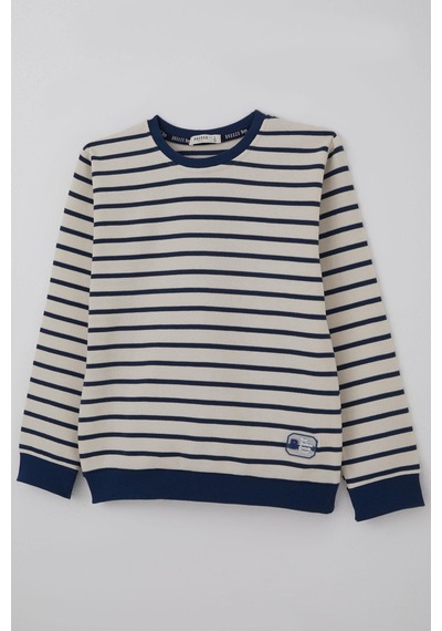 Breeze Erkek Çocuk Sweatshirt Arma Detaylı 4-10 Yaş, Ekru