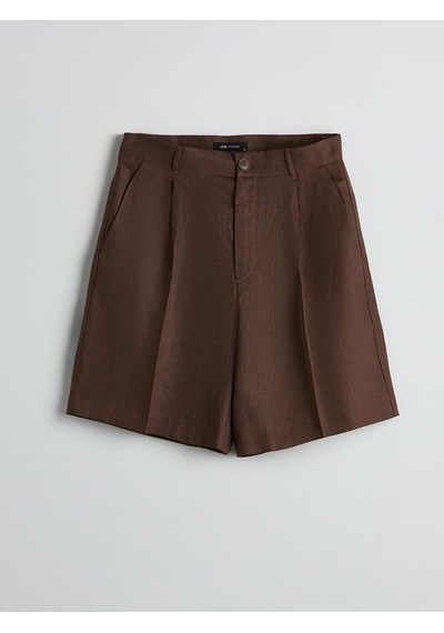 Lcw Vision Kahverengi Loose Fit %100 Keten Kadın Şort