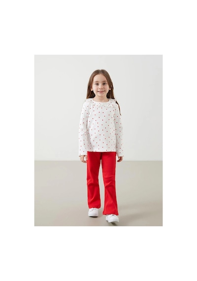 LC Waikiki Lcw Kids Ekru Bisiklet Yaka Baskılı Kız Çocuk Bluz Ve Tayt Pantolon 2'li Ecru Prınted LC Waikiki Lcw Kids Ekru Bisiklet Yaka Baskılı Kız Çocuk Bluz Ve Tayt Pantolon 2'li Ecru Prınted