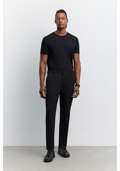 Avva Erkek Siyah Yanı Lastikli Viskon Karışımlı Slim Fit Pantolon A62y3053