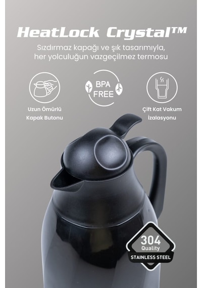 Cooker Heatlock Crystal 1.3 Litre Cam Termos Ckr2099 Siyah