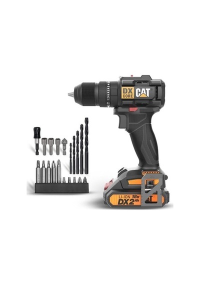 Cat Dx1010.1 18volt 2.0ah Li-ıon Çift Akülü Kömürsüz Profesyonel Şarjlı Darbeli Matkap + 20 Parça